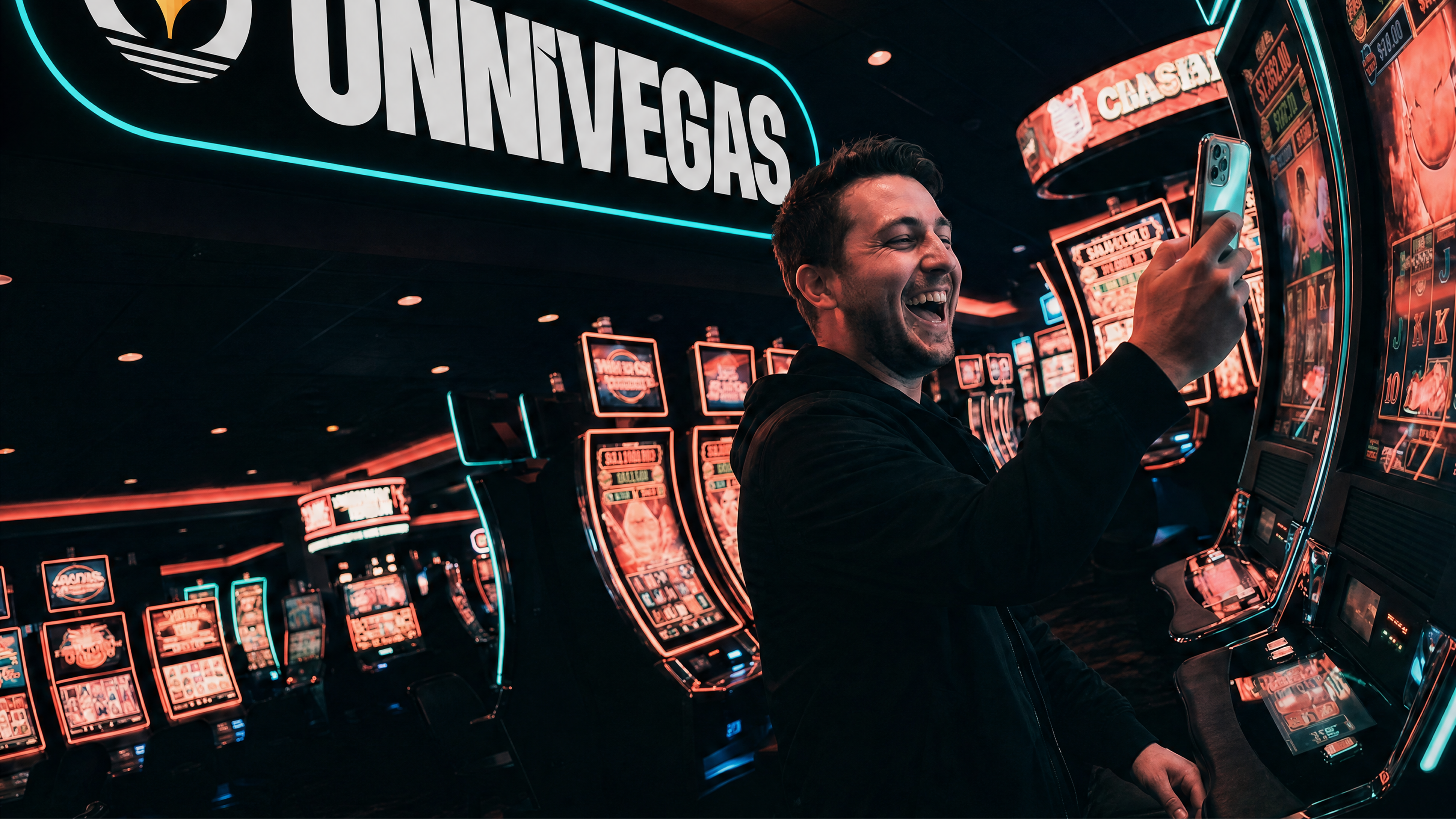 Brand photography — slot machine reaction shot